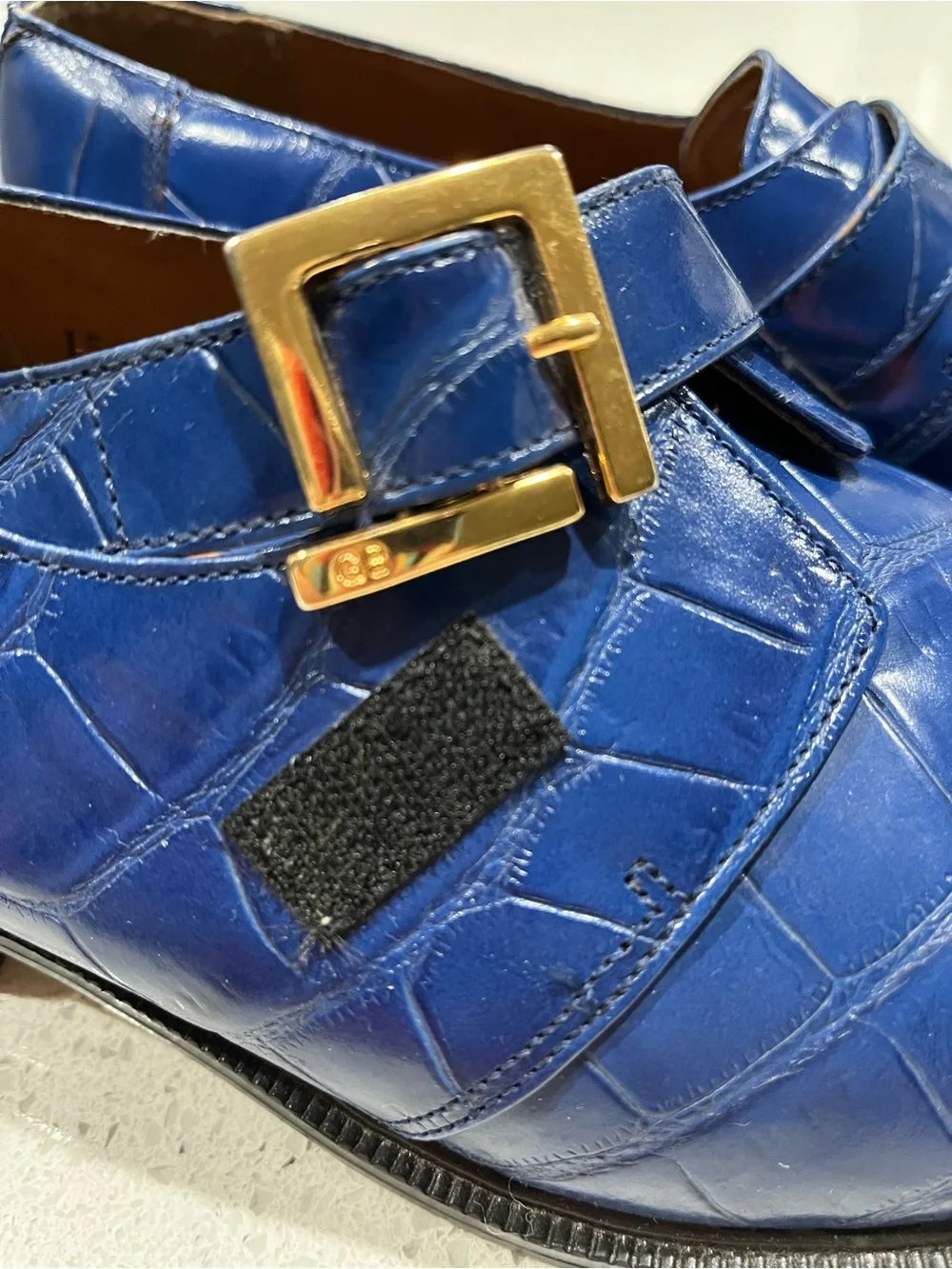Georgio Brutini Men's Cobalt Blue Leather Crocodile Embossed Dress Shoes 9.5M